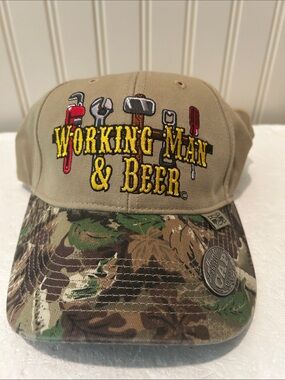 Bealls embroider camo hunting “Working Man & Beer”official bottle cap opener hat